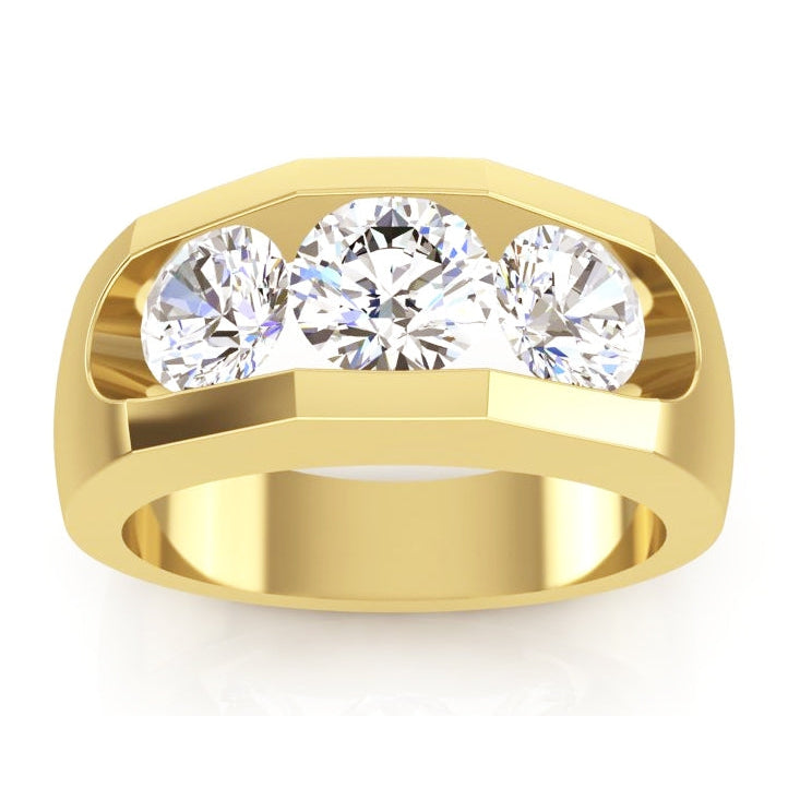 3 Stein Echt Diamant Herrenring Gold