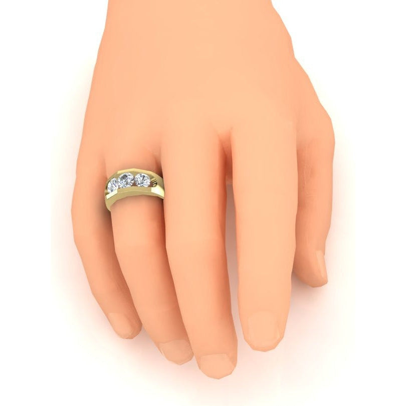3 Stein Echt Diamant Herrenring Gold