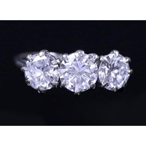 3-Stein-Echt Diamant-Jubiläumsring 2,25 Karat Klauen-Zinken-Set Schmuck