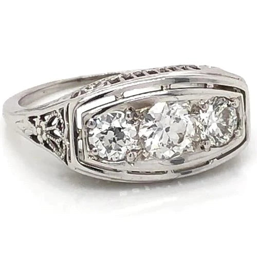 3 Stein Echt Diamant Verlobungsring 1,75 Karat Vintage Style Schmuck