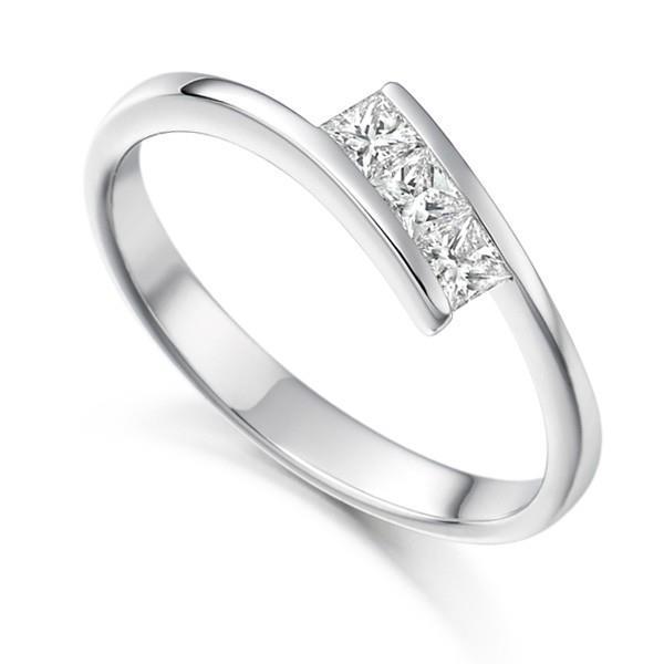 3-Stein-Echt Diamantring für die rechte Hand