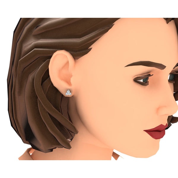 3 Stein Kleine Natürliche Diamant Ohrstecker 0,85 Karat