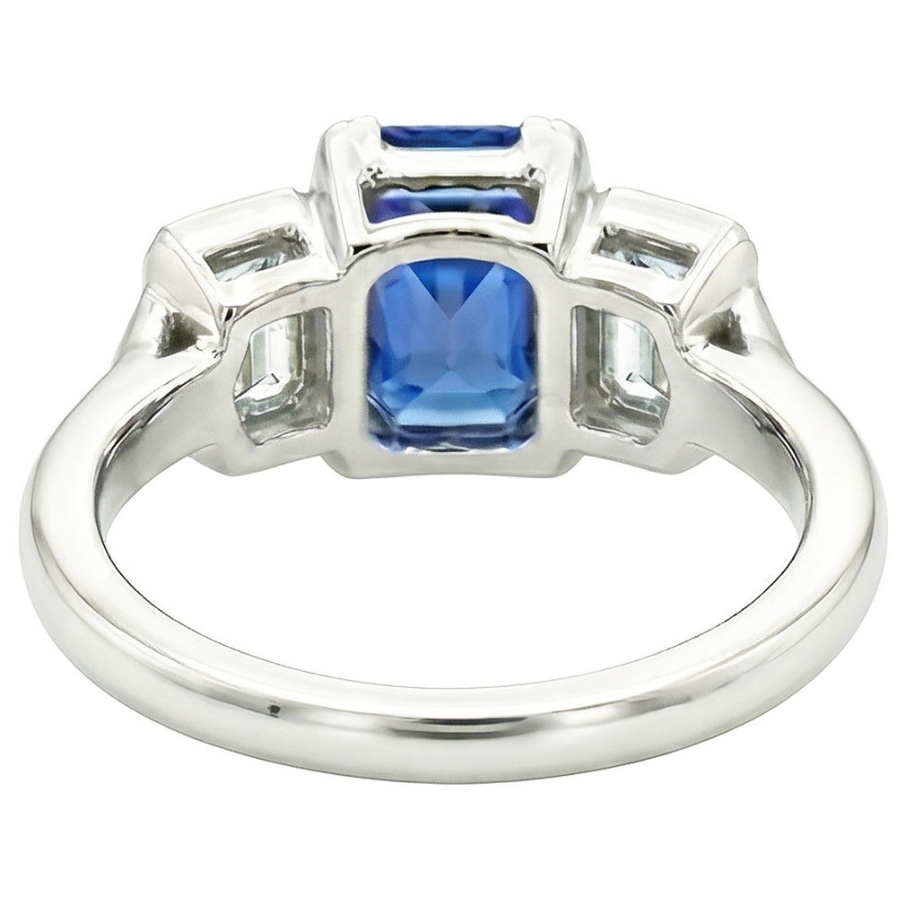 3 Stein Natürlicher Diamant ( nicht im Labor gezüchtet ) Schmuck Lünette Set Smaragde Gold Saphir Ring 3 Karat