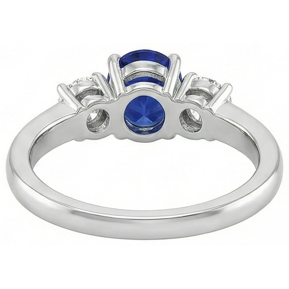 3 Stein Tansanit und Aus der Erde Abgebauter Natürlicher Diamanten 5,50 Karat Ehering Gold 14K