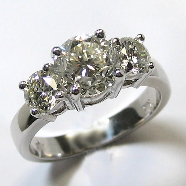 3 Stein großer runder Echt Diamantring Edelschmuck 5 Karat 14K Weißgold