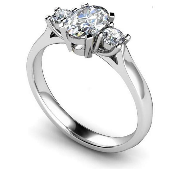 3 Steine 2,70 ct funkelnde Echt Diamanten Jubiläumsring Weißgold 14K