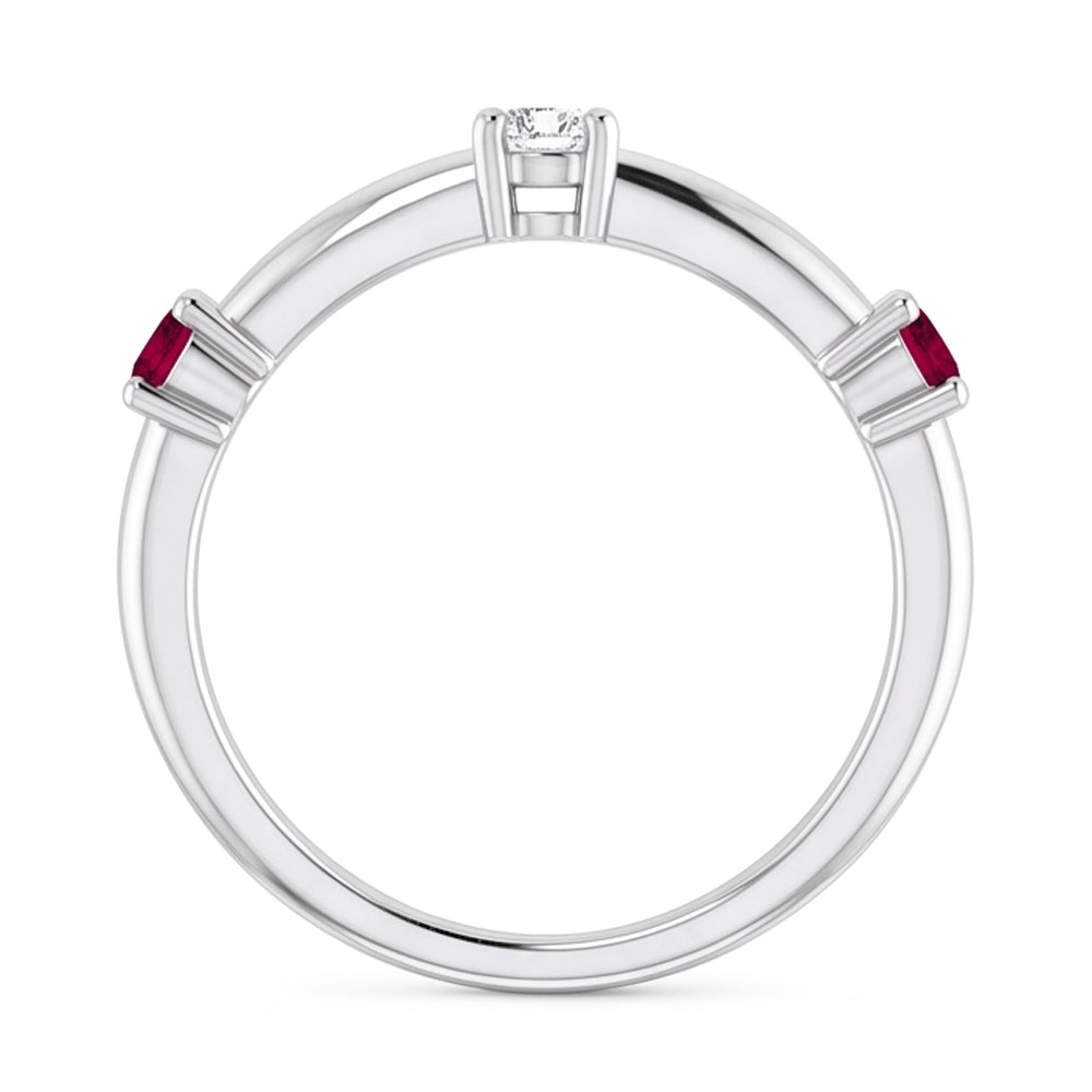 3 Steine Aus der Erde Abgebauter Natürlicher Diamantring 0.90 Karat Burma Rubin Damen Schmuck