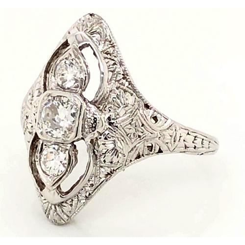 3 Steine Echt Diamant Ring alter Bergmann Antique Style 1,75 Karat Filigraner Ring