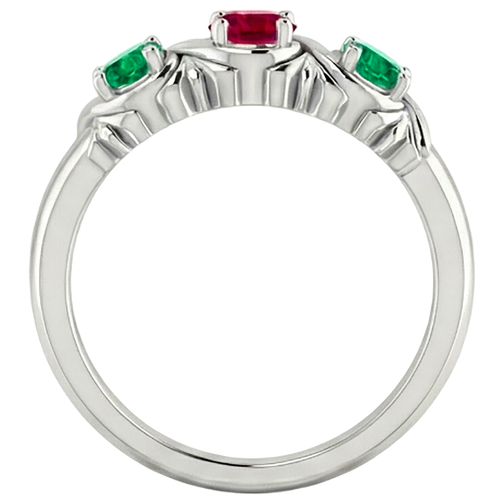 3 Steine Ring 0,60 Karat Antik-Stil Smaragd