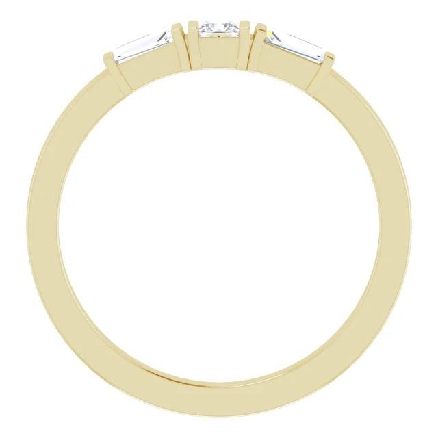 3 Steine Ring 1,10 Karat Prinzessin & Baguette Echt Diamanten Gelbgold 14K