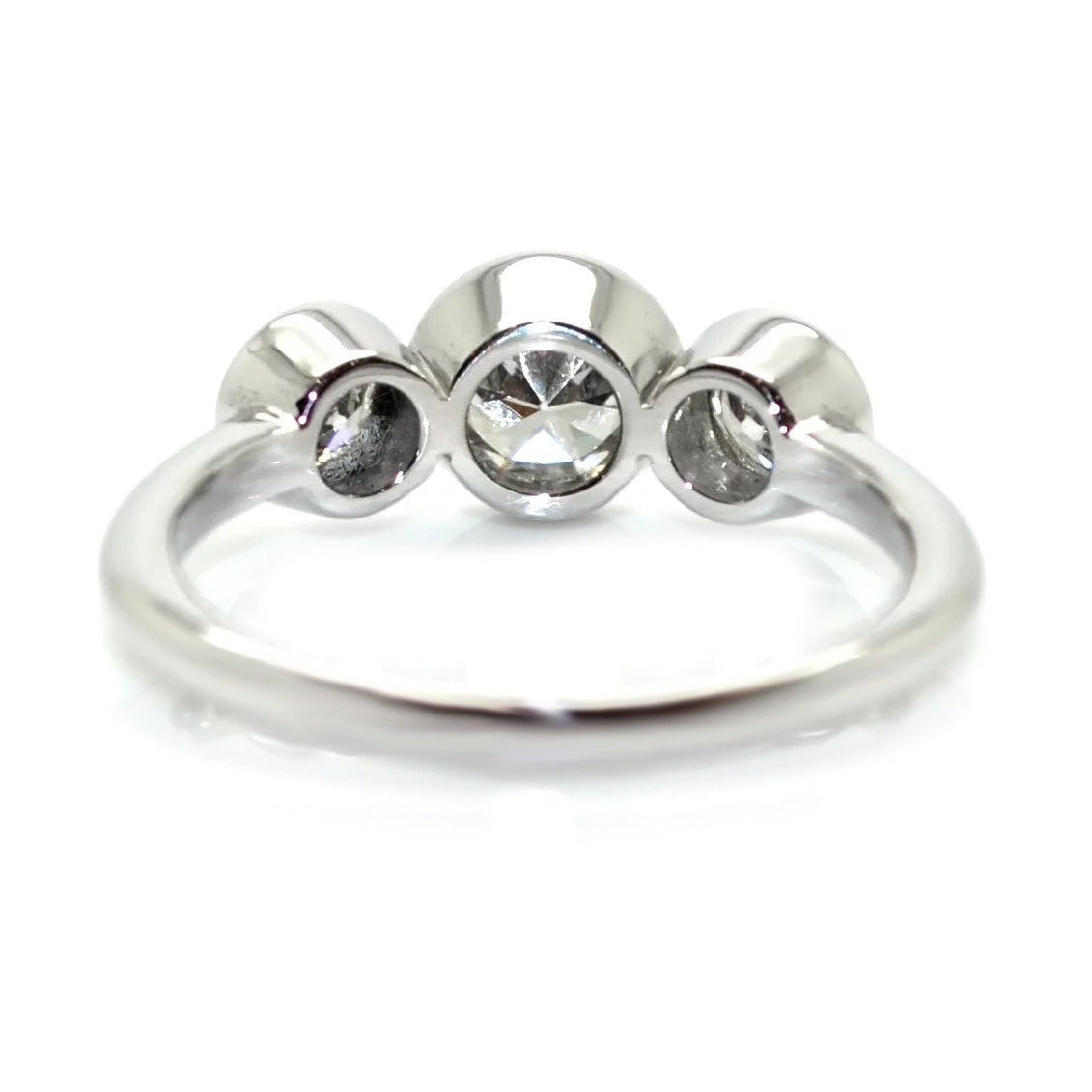 3 Steine Ring Rund Alter Minenschliff Natürliche Diamant Weißgold Schmuck 4 Karat