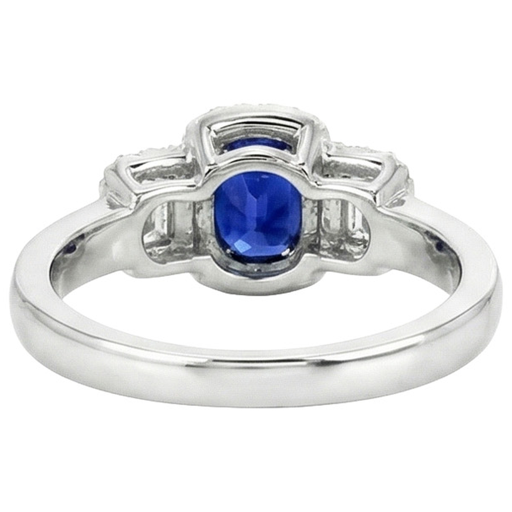 3 Steine Stil Blauer Saphir und Halo Aus der Erde Abgebauter Natürlicher Diamantring 5 Karat Neu