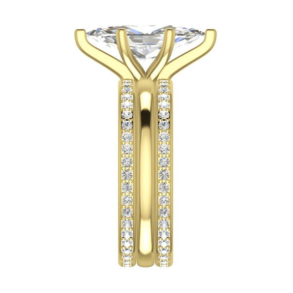 3-Teiliges Trau Ring Set 3,50 Karat Gelb Gold Echt Diamant Marquise Schliff