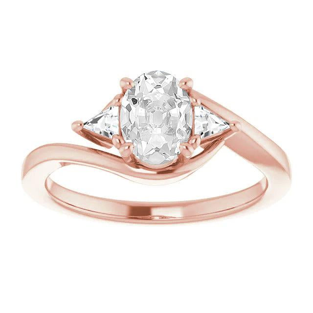3 Trillionen Steine & Ovale Altschliff Echt Diamant Ring Krappen Set 4 Karat