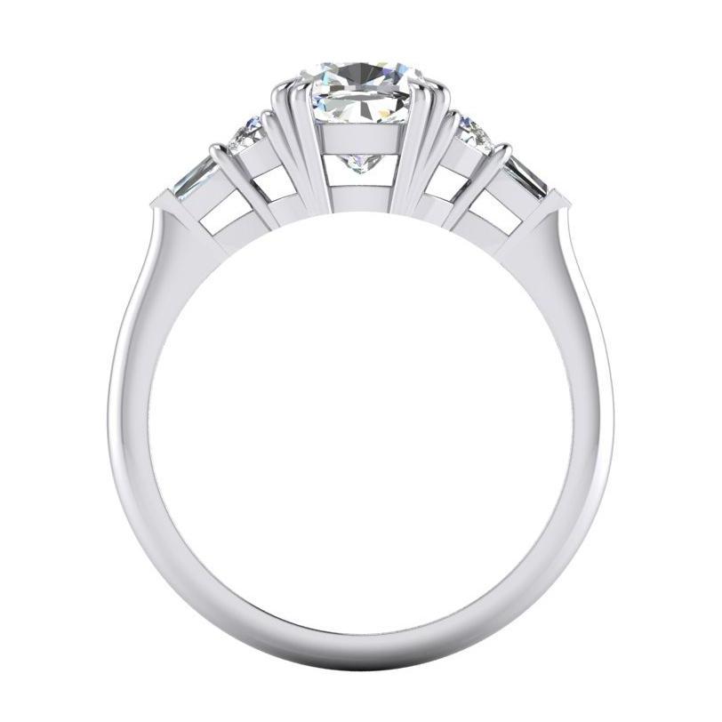 3 Karat Cushion Cut Half Moons Baguette Diamantring Exzellenter Schliff 18K - harrychadent.de