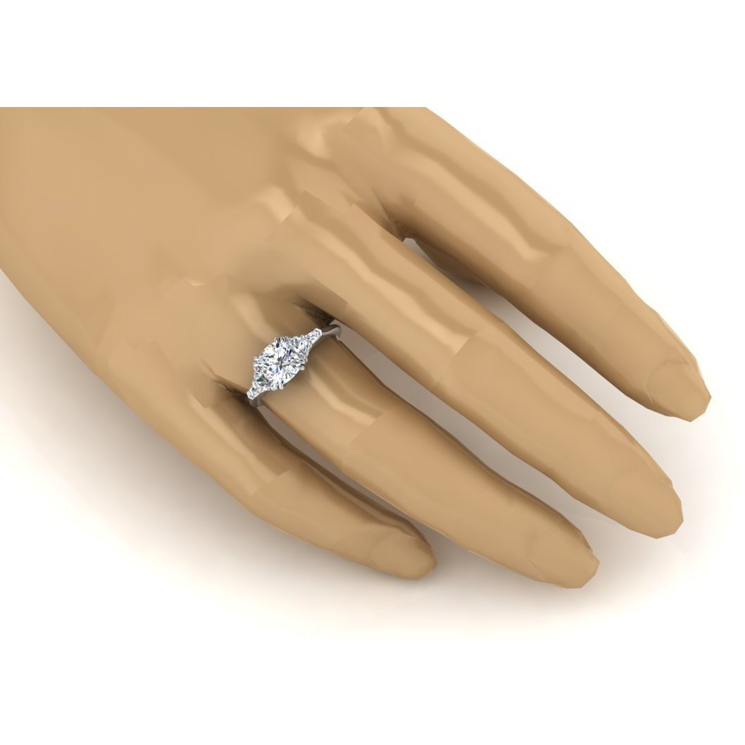 3 Karat Cushion Cut Half Moons Baguette Diamantring Exzellenter Schliff 18K - harrychadent.de