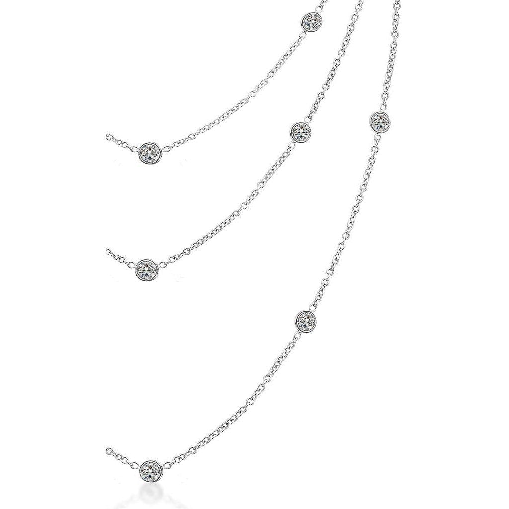 3-reihige, geschichtete Echt Diamant-Halskette