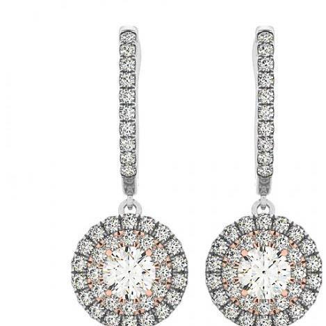 3,00 Karat Runder Echt Diamant Ohrhänger Halo Damen