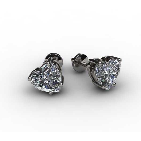 3,20 Karat Herzform Echt Aus der Erde Abgebauter Natürlicher Diamant Damen Ohrstecker Gold Weißgold14K
