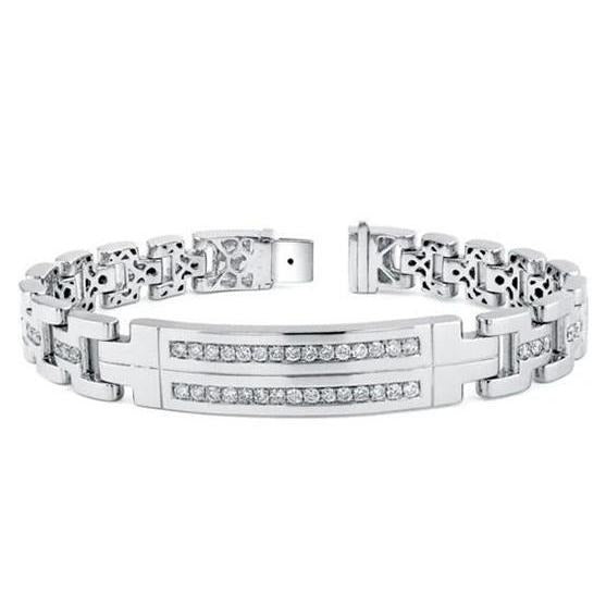 3,25 Karat Brillant Schliff Natürliche Diamanten Herren Armband WG 14K
