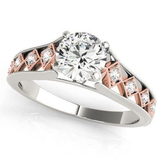 3,25 Karat Echt Diamant-Verlobungsring-Satz Neu zweifarbiges Gold 14K