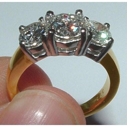 3,35 ct.Echt Diamanten 3 Steine Ring Zweifarbiges Gold14K Neu