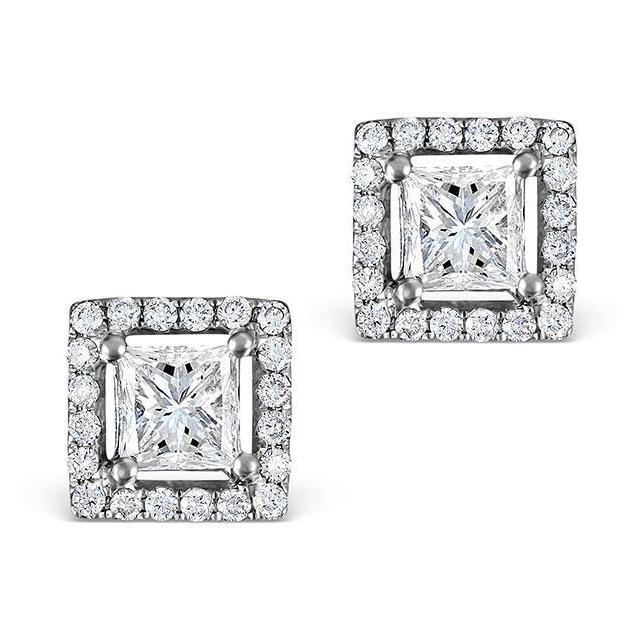 3,4 Karat Prinzessin und Rundschliff Echt Diamanten Damen Ohrstecker
