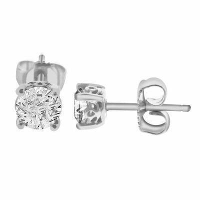 3,50 Karat Rundschliff Echt Aus der Erde Abgebauter Natürlicher Diamanten Damen Ohrstecker Weißgold