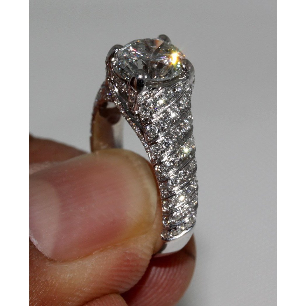 3,50 ct. Echt Diamant-Verlobungsring Micro Pave Goldring
