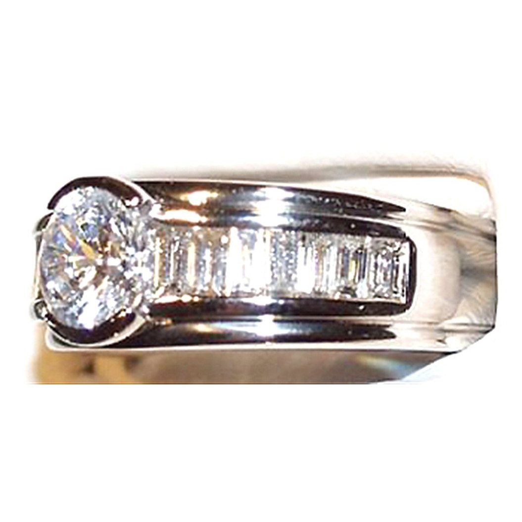 3,50 ct. Runde & Baguette Echt Diamanten Fancy Ring Verlobungsschmuck