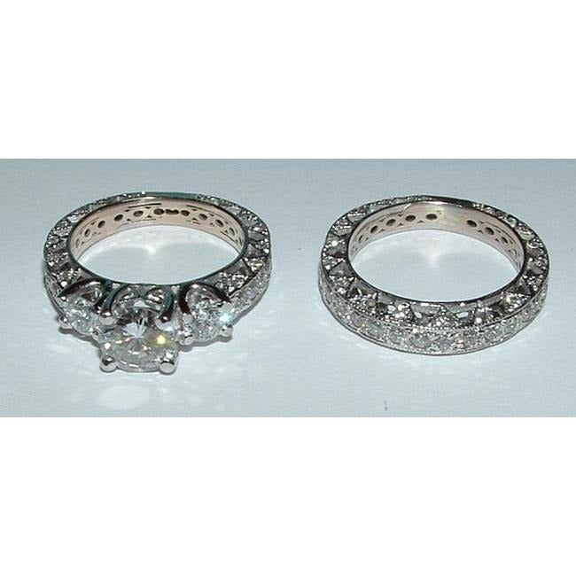 3,51 Karat funkelnde Echt Aus der Erde Abgebauter Natürlicher Diamant-Verlobungsring-Set Weißgold