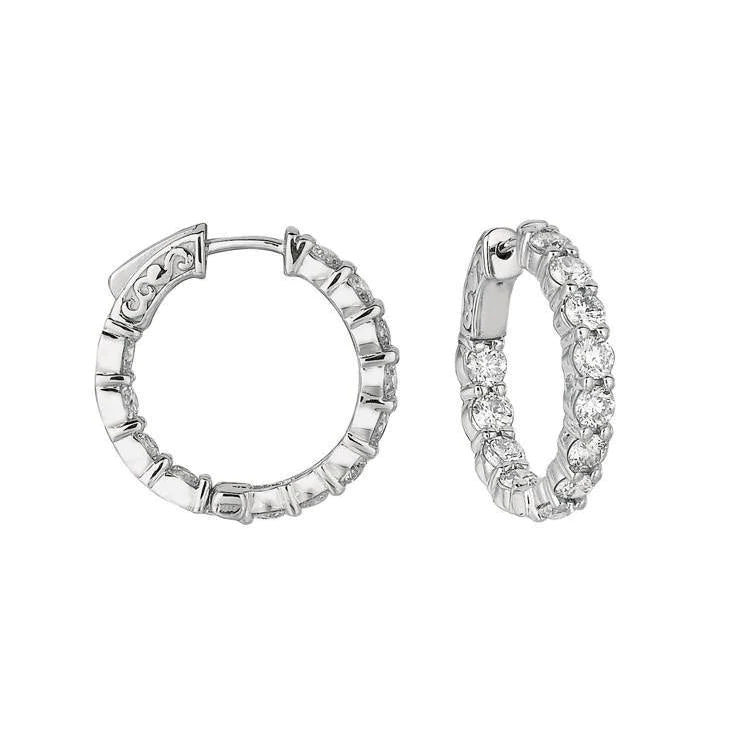 3,70 Karat runder Brillant Echt diamant 15 Pointer Creolen Paar Ohrring WG 14K