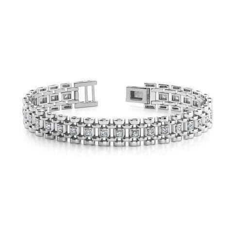 3,75 Karat Runde Krappen Set Echt Diamant Herren Armband Weiß Gold 14K