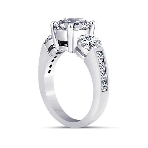 3,76 Karat Runder Echt Diamant Drei Steine Stil Verlobungsring Schmuck