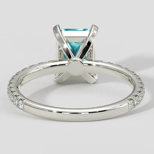 3 Karat Paraiba-Ring im Kissenschliff mit Diamantring