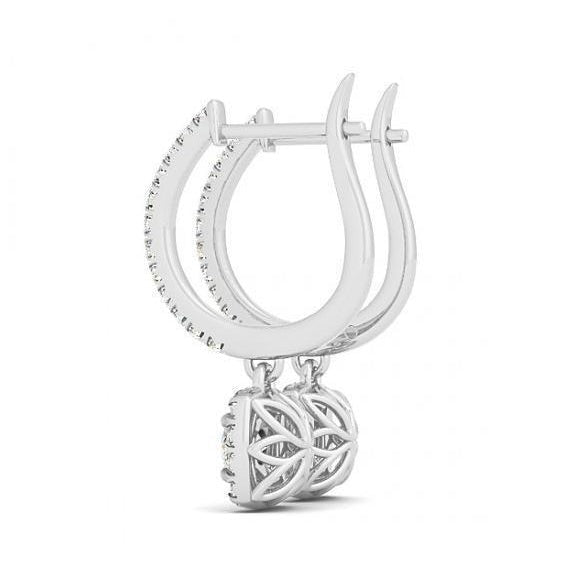 3.00 Karat runde Echt Aus der Erde Abgebauter Natürlicher Diamanten hängende baumelnde Paar Ohrringe Weiß 14K