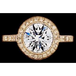 3.01 Karat Antik-Stil Pave Echt Diamant Halo Ring Gelbgold 14K