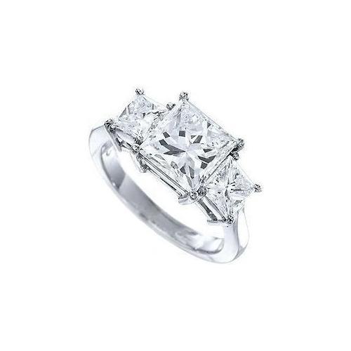 3.25 Karat Prinzessin Schliff Echt Diamant-Verlobungsring mit drei Steinen