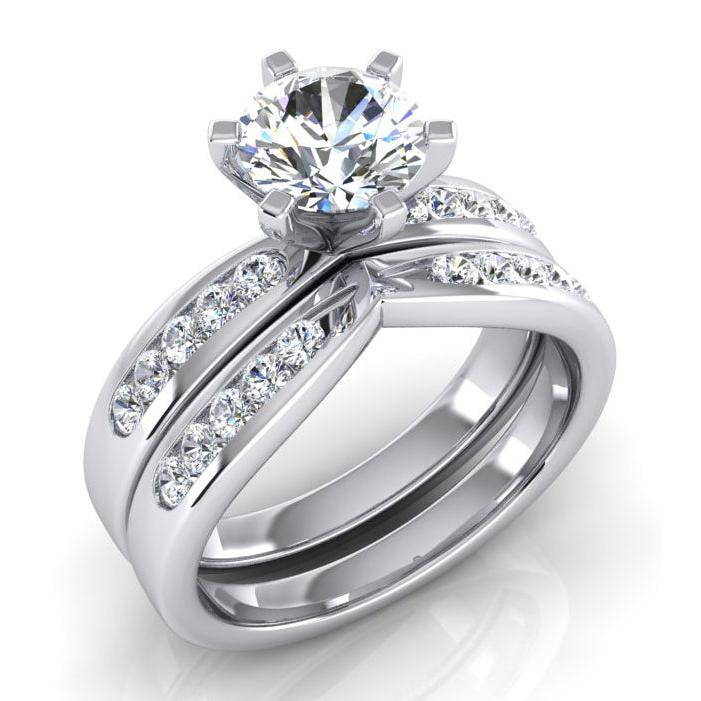 3,25 Karat Echt Diamant-Verlobungsring-Set Weißgold 14K