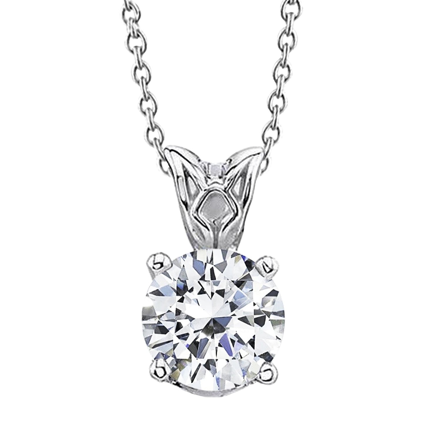 3.30 ct große runde Echt Aus der Erde Abgebauter Natürlicher Diamant-Anhänger-Halskette im Brillantschliff Weißgold