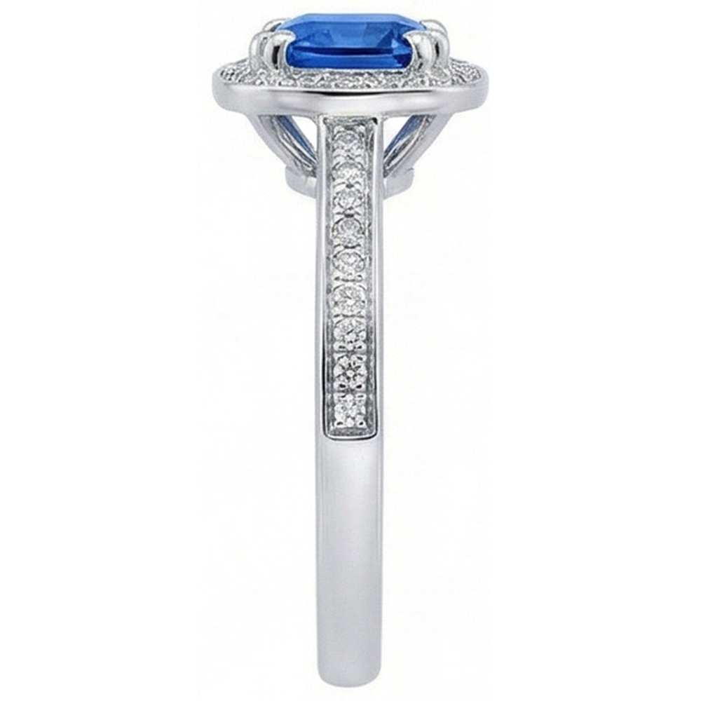 3,35 Karat Ceylon Blauer Saphir und runde Aus der Erde Abgebauter Natürlicher Diamanten Verlobungsring