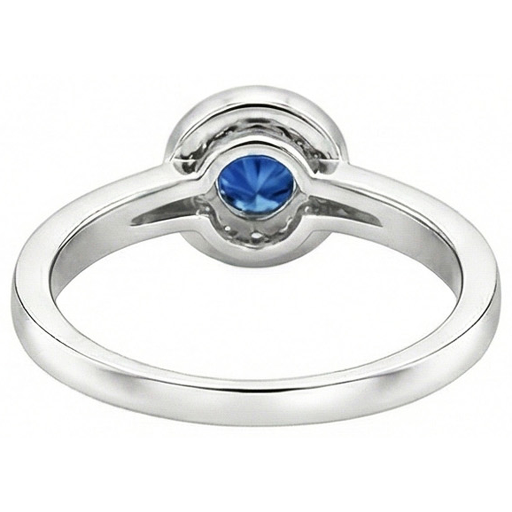 3,40 ct Ceylon Saphir Aus der Erde Abgebauter Natürlicher Diamanten Ehering Weißgold 14K