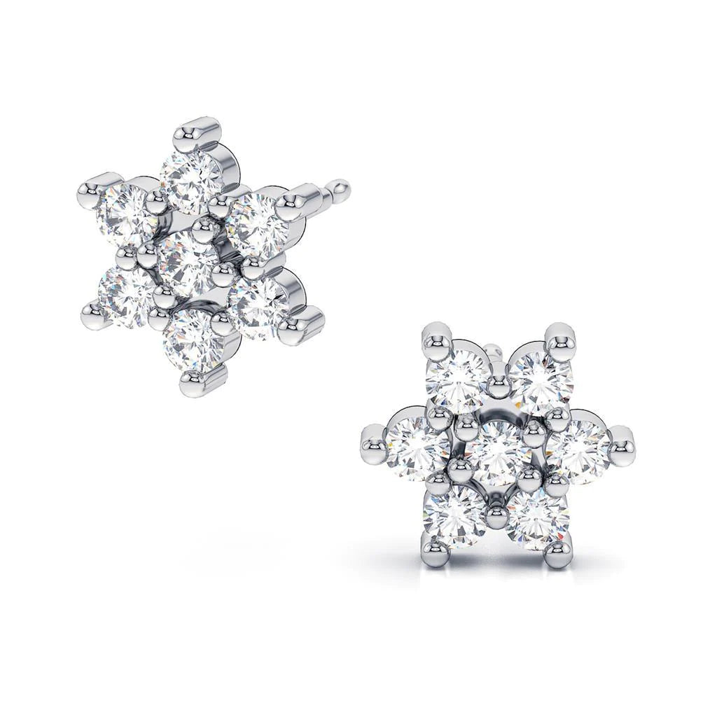 3.5 Karat Rundschliff-Echt-Diamant-Halo-Ohrring aus massivem Weißgold 14K