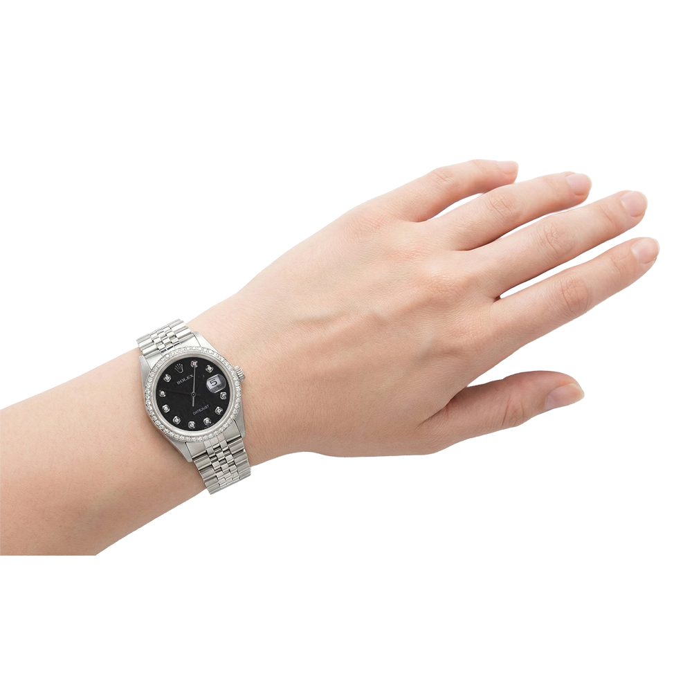 3,5 Karat kundenspezifische Diamant-Zifferblatt-Lünette Verdeckter Verschluss Datejust Rolex Herrenuhr Edelstahl & Gold