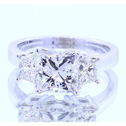 3.50 Karat Drei-Stein-Prinzessin-Echt Diamant-Verlobungsring Neu