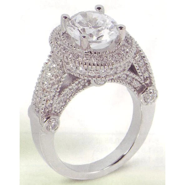 3.50 Karat Echt Diamant-Verlobungsring Luxuriöses antikes Weißgold 14K