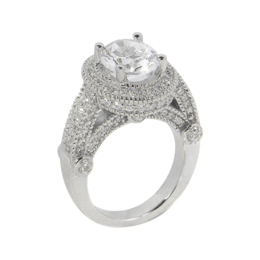 3.50 Karat Echt Diamant-Verlobungsring Luxuriöses antikes Weißgold 14K