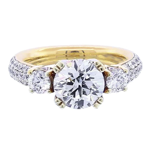 3.50 Karat Echt Diamant runder Verlobungsring Gelbgold 14K