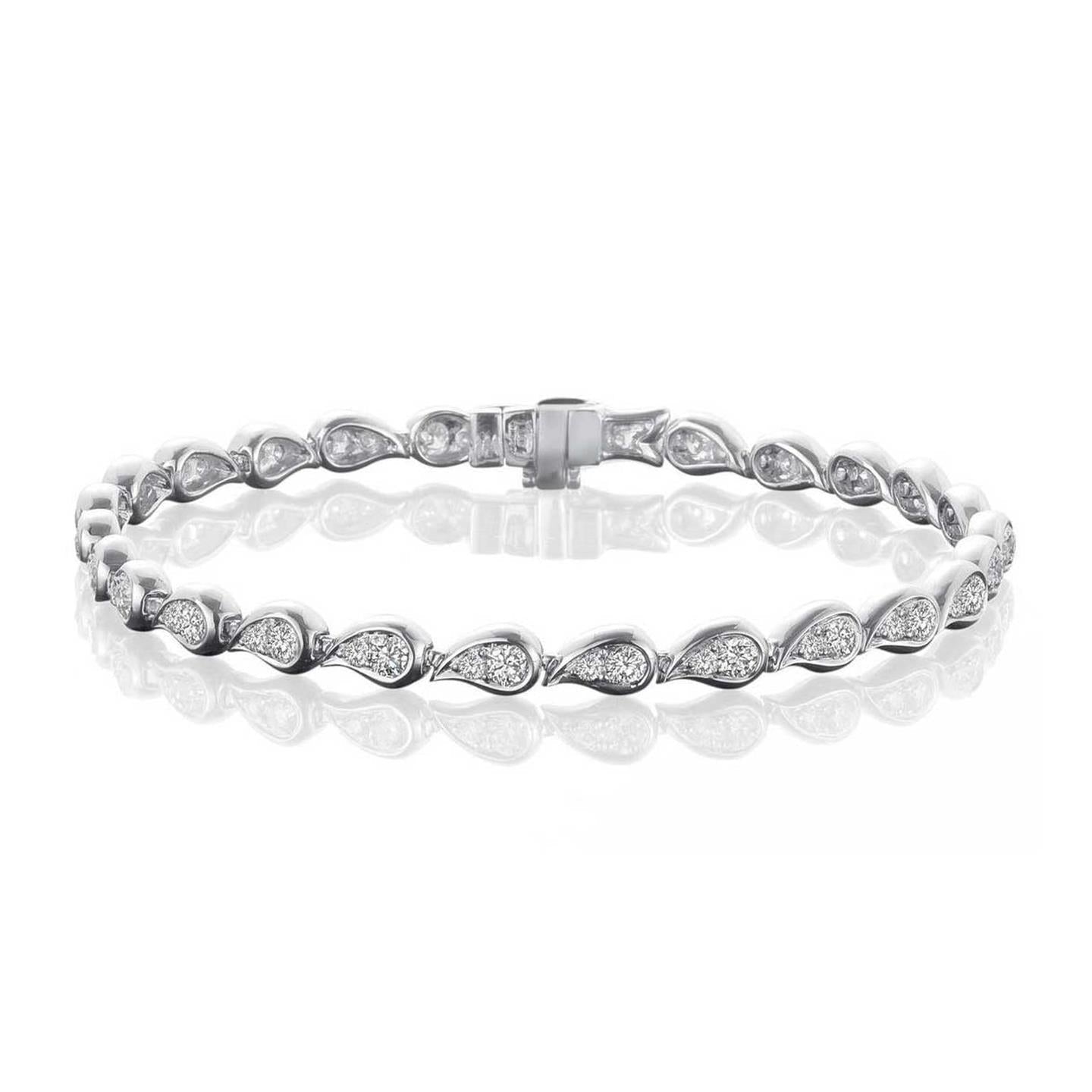 3.50 Karat Echt Diamanten im Rundschliff Damenarmband Weißgold 14K