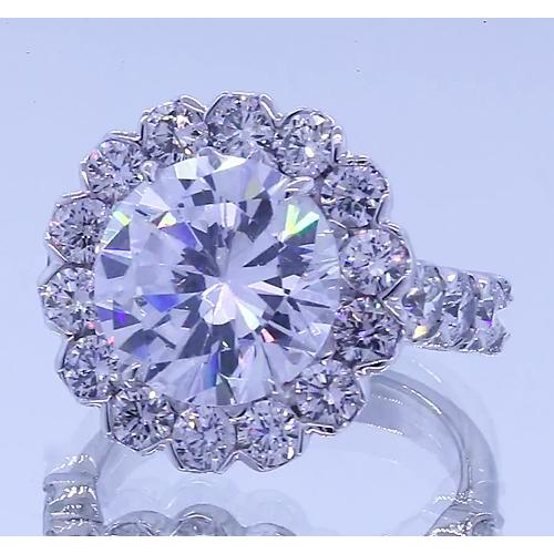 3.50 Karat Natürliche Diamantrunder Halo-Jubiläumsring Weißgold 14K